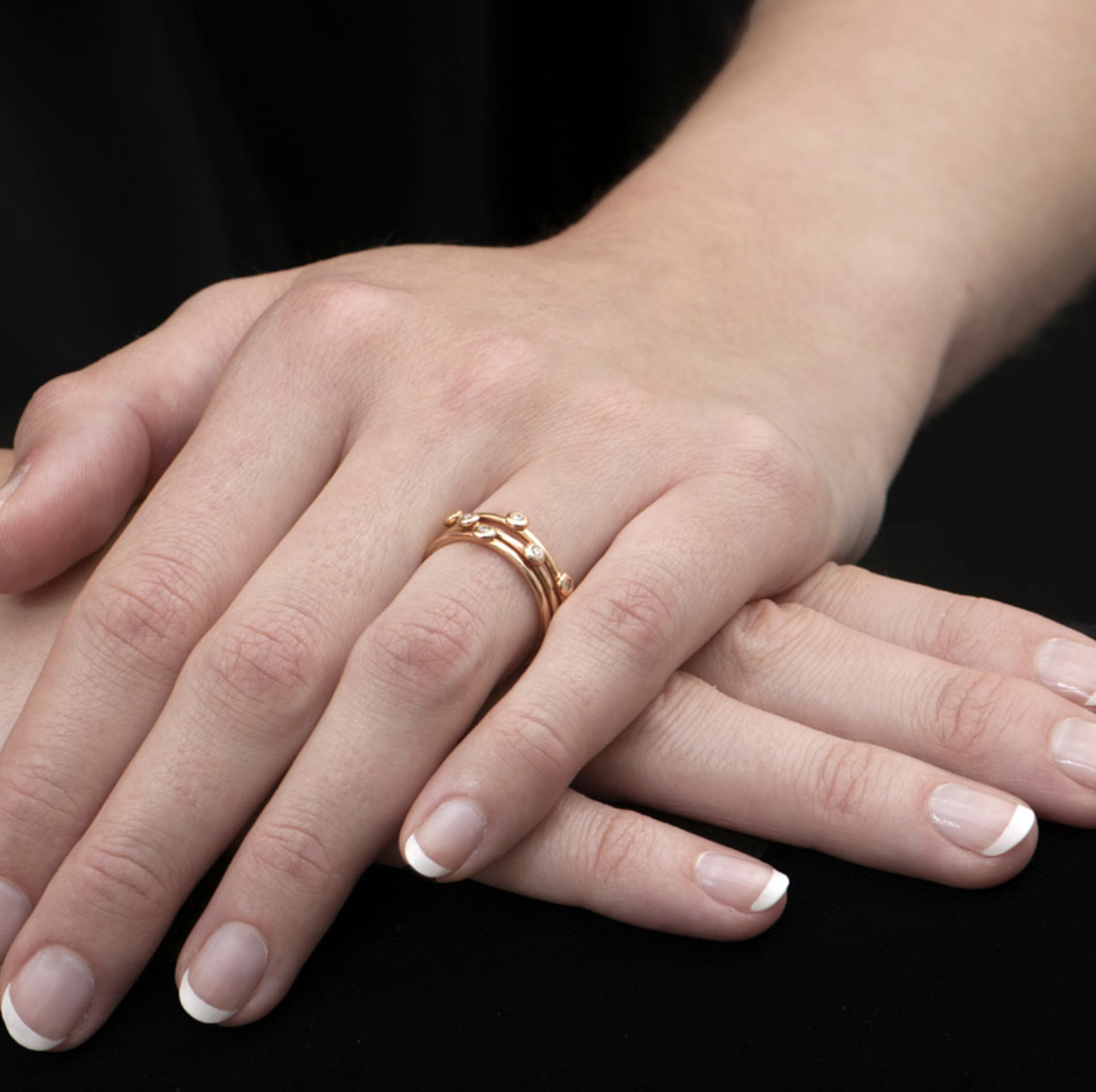 Diamond Raindrop Stacking Rings
