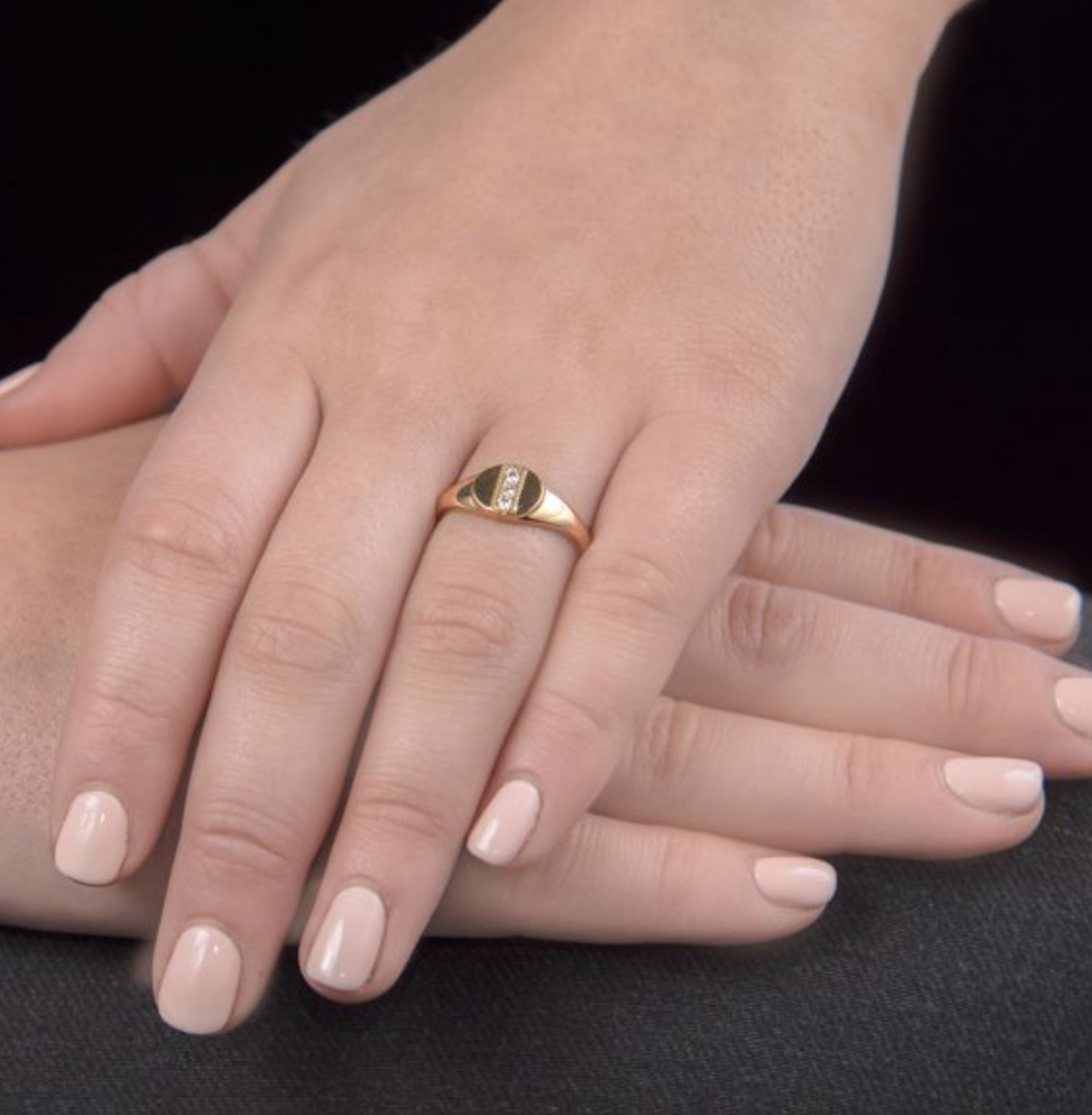 Diamond April Birthstone Signet Ring